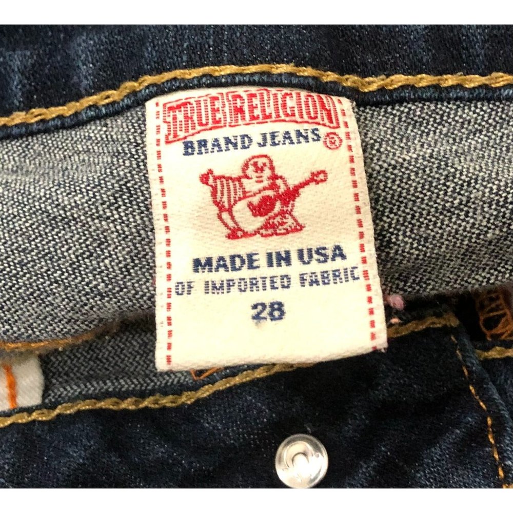 True Religion Womens Size 28 Waist Dark Wash Denim Blue Jeans - Picture 4 of 6